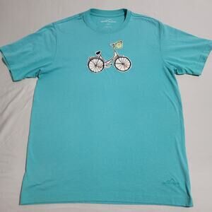 Eddie Bauer Women’s Tee Medium Blue Green Bicycle Graphic Appliqué Casual Tee